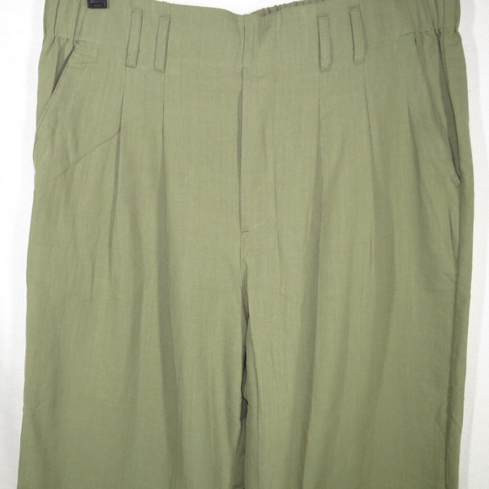 Halara Size XL Olive Lightweight Cotton Pleated Pull On Pants, Pockets - Picture 8 of 14
